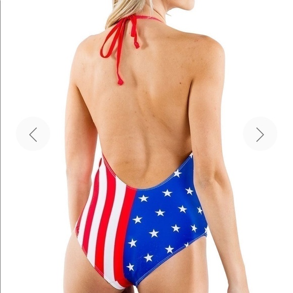 Tipsy Elves Woman’s American Flag One Piece Swimsuit XL 4th of July Swimsuit - Picture 2 of 7